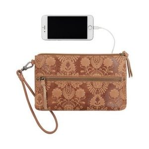 Leather The Sak Wristlet with power on the go!